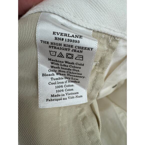 Everlane High Rise Cheeky Straight Jean Womens 31R White NEW - Picture 9 of 11